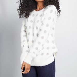 Fuzzy polka dot sweater